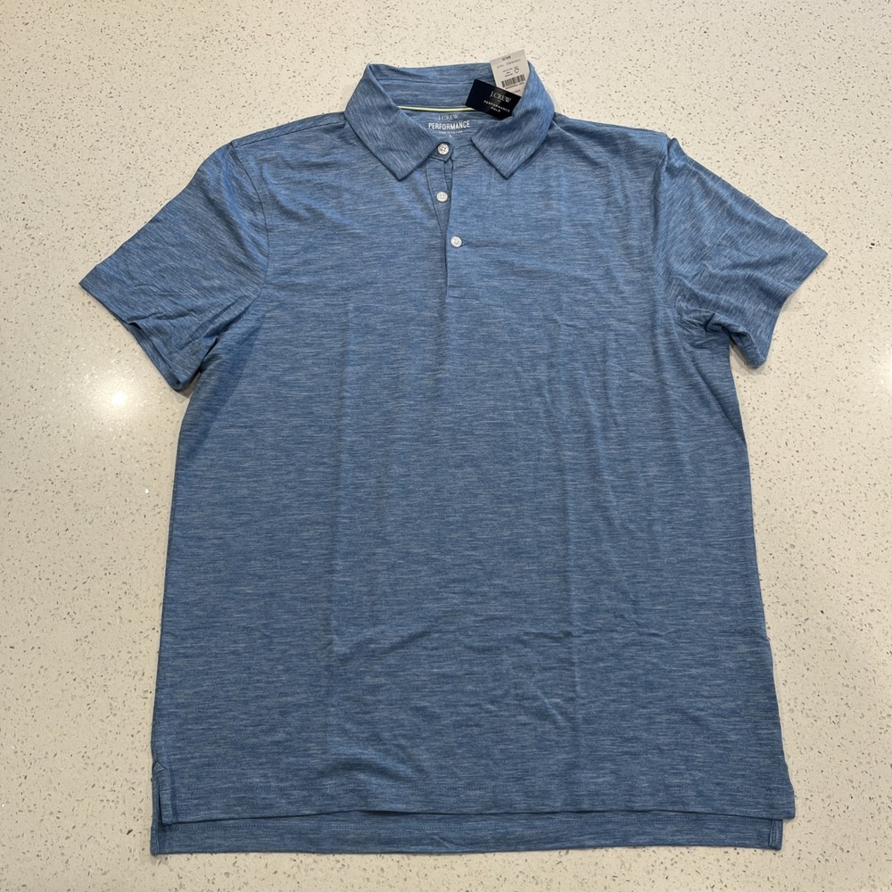 J Crew Factory Performance polo, Size Large BN775 light blue Heathered NWT